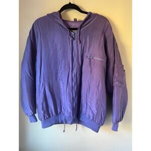 Vintage Express Retro silk jacket women medium purple quilted Lining 80s 90s